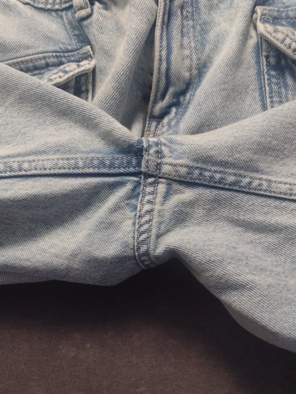 Divided Light Blue Wms Size 6/30 Flare  13" Bell Bottom Front Flap Pockets - Picture 13 of 16
